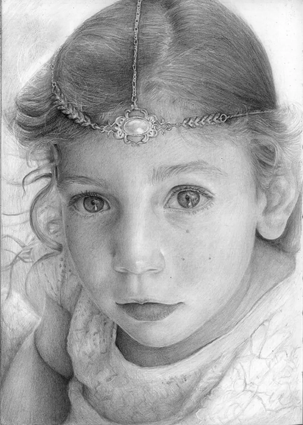 Light, a pencil portrait of a girl